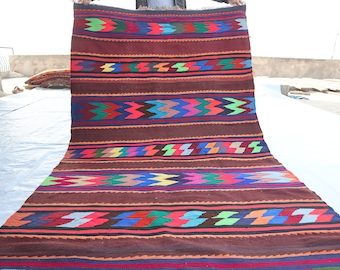 4'3x9 Runner Rug, 130x280 cm Afghan Kilim Runner Rug, Handmade 100% Wool Rug, Tribal Vintage Runner Rug, Hallway Runner, 9 ft Antique Runner