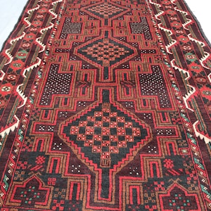1980s Antique Caucasian Rug- Afghan Handmade Low Pile Faded Vintage Distressed Rug- 3&#39;7x6&#39;2 ft, Entryway Bedroom Tapis Farmhouse Art Carpet