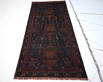 Vintage Balochi Rug 3x6'8 ft Afghan Handmade Wool Rug, Turkmen Oriental Rug, Vintage Rug, Oriental Rug, Rug For Bedroom, 90x203 cm Area Rug