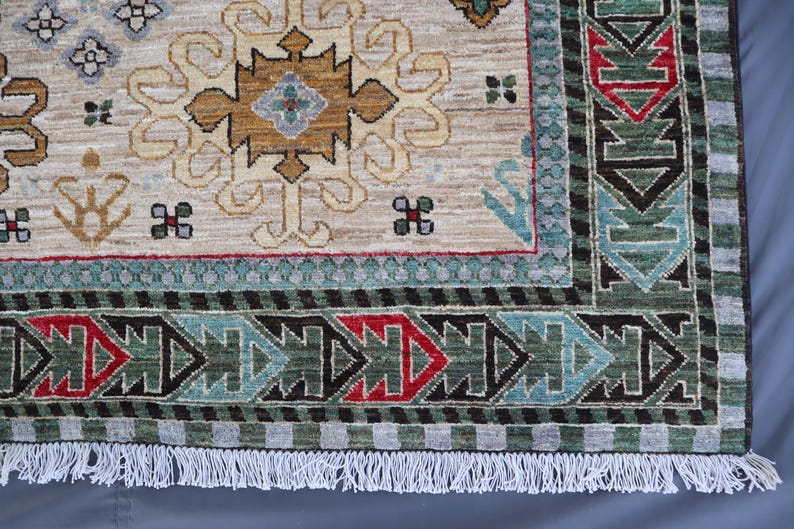 Tappeto afghano extra large 10'5x13 - Tappeto in lana annodato a mano - Tappeto orientale turcomanno Khoja Rushnaye - Tappeto per soggiorno, tappeto per tavolo da pranzo immagine 4
