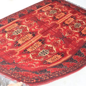 Antique Bokhara Rug, 9.2x6.8 Ft/ Natural Vegi Dye Wool Rug -low pile/ 1960&#39;s Antique Hand Knotted Bokhara Rug/ Rug For Kitchen/ Entrance Rug