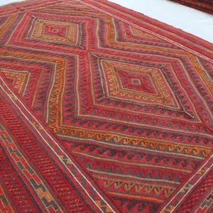 7x10 Large Geometric Area Rug, Vintage Mashwani Kilim Rug, Antique Afghan Kilim Rug, Hand Knotted Wool Area Rug, Turkmen Handmade Kilim Rug