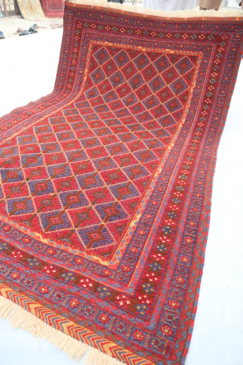 9x6 Rugs 4'9x6'9 Ft, Large Afghan Area Rug, High Pile Hand-woven Mushwani Area ...
