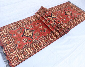13 ft Runner, Handmade Colorful Modern Runner Rug, Afghan Rug, Turkmen Boho Rug, Oriental Rug, Hallway Runner Rug, Stairs Treads Runner rug