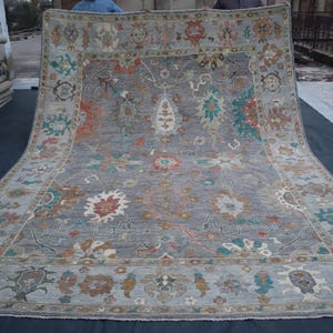 9x12 ft Large Oushak Area Rug - Turkmen Handmade Wool Rug - Oriental Area Rug - Rug for Bedroom - Bohemian Rug - Dining Table Rug - Kitchen