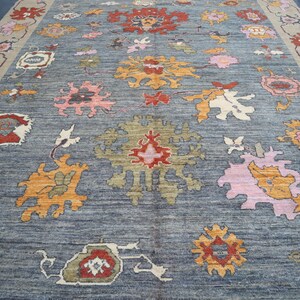 9x12 ft Afghan Fine Oushak Rug, Handmade Natural Veg dyes Bidjar Rug, Turkmen Oriental Rug, Floral Design Rug, Rug for Bedroom Living Room