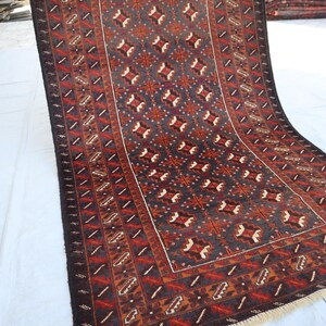 Alfombra Baluch antigua de 1,2 x 1,8 m, pieza de coleccionista, única en su tipo, alfombra afgana vintage, alfombra tribal turcomana anudada a mano para sala de estar.