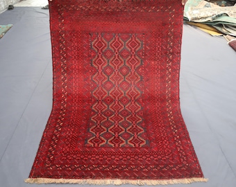 Afghan Vintage Bokhara Rug, 3'6x5'2 ft Vintage Turkmen Oriental Rug, Afghan Hand knotted Wool Area Rug, Rug For Living Room Rug, Bedroom Rug