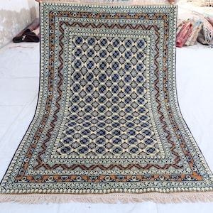 3x5 ft Afghan Gabbeh rug, Turkmen handmade Soft Wool area rug, Vegetable dyed rug, Rug, Contemporary Beige Rug, Bedroom, Office Rug, Kitchen