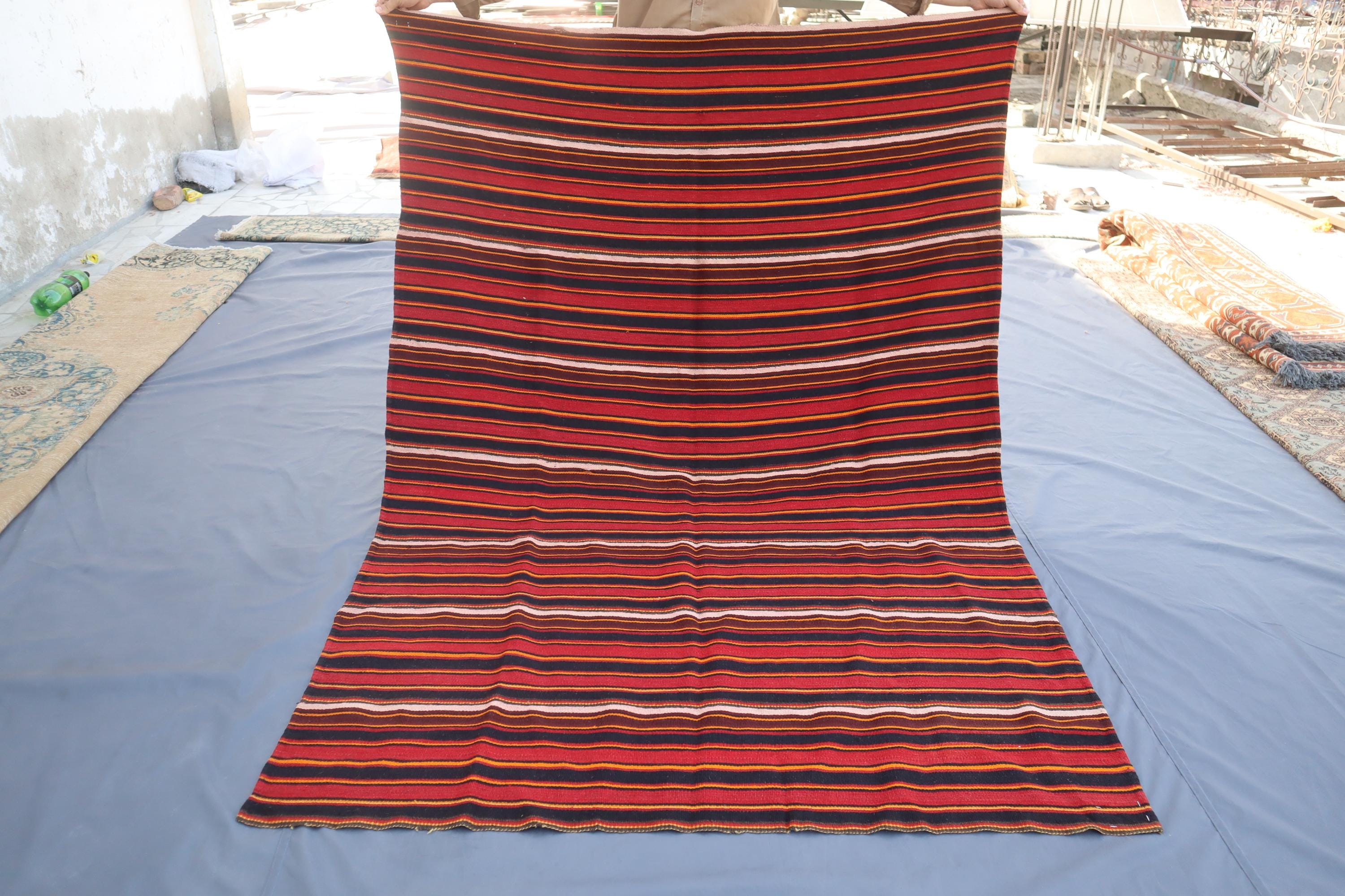 5x7 Ft Soft Kilim Area Rug, Afghan Ghajari Kilim Rug, Turkmen