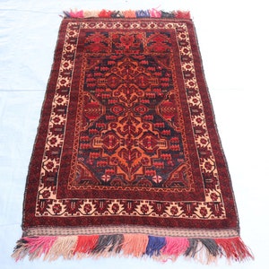 Antiker afghanischer handgefertigter Gebetsteppich aus den 1920er Jahren, 2,8x4,6 Fuß, mehr als 100 Jahre alter Teppich, muslimischer Gebetsteppich, traditioneller turkmenischer Teppich, Wandbehang