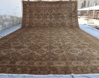 Tappeto Bokhara marrone 3 x 4,8 m, tappeto afghano annodato a mano, tappeto tribale turkmeno, tappeto di grandi dimensioni, tappeto unico nel suo genere, tappeto 300 x 500 cm, tappeto da tavolo da pranzo