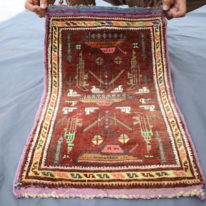 1&#39;5x2&#39;1 ft Hand made Antique Cushion Cover, Collectors Piece Vintage Afghan Tribal Cushion Cover Rug, Oriental Rug, Tribal Bukhara Pillow