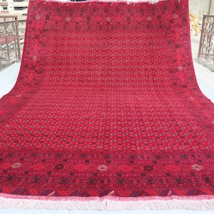 Custom Size Afghan Sherin Tegap Bokhara Rug, Turkoman Handmade Wool Area Rug, Tekke Tribal Bukhara Rug, Vintage Rug, Oriental Rug, Bedroom