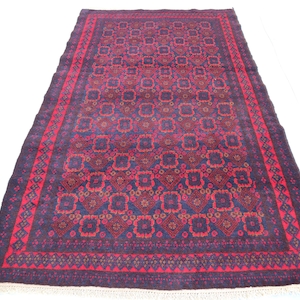 4x6 Antique Afghan Balochi Rug, Red Vintage Afghan Hand Knotted Soft Pile Wool Area Rug, Living Room Carpet, One of a kind Caucasian Carpet