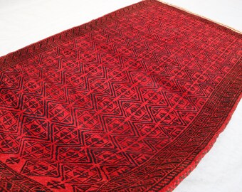 Collectors piece 5x8 One of a kind rug, Red Antique Rug, Turkmen Handmade Wool Tribal Rug, Afghan Vintage Oriental Rug, Rug for living room