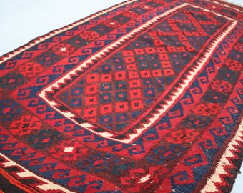 1940s Antique Kilim Rug, 3x7 ft Handmade Turkmen Ghalmoori Kilim Rug, Natural Veg Dyes Kilim Rug, Small Door Mate Kilim Rug, Bedroom Carpet