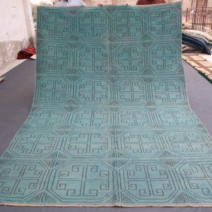 Distressed Antique Rug, 6.10x10&#39;3 Afghan Handmade Wool Area Rug, Tribal Soumak Rug, Vintage Turkmen Flatweave Kilim Rug, Living Room Carpet