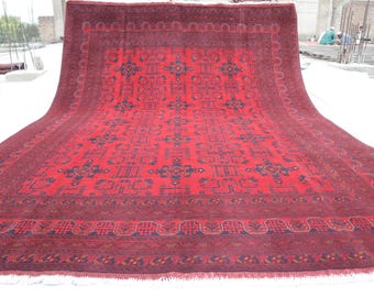 Large Area Rug, Custom Size rugs Afghan Hand-knotted Soft Wool rug, Turkoman Bukhara Rug, Oriental Khamyab rug, Living room Carpet, Bedroom