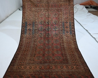 1940s Antique Area Rug 4'7x7'5 ft Afghan Handmade Wool Rug, Qafqaz Balochi Rug, Antique Turkmen Rug, 140x225 Cm Rug, Bedroom Living Room Rug
