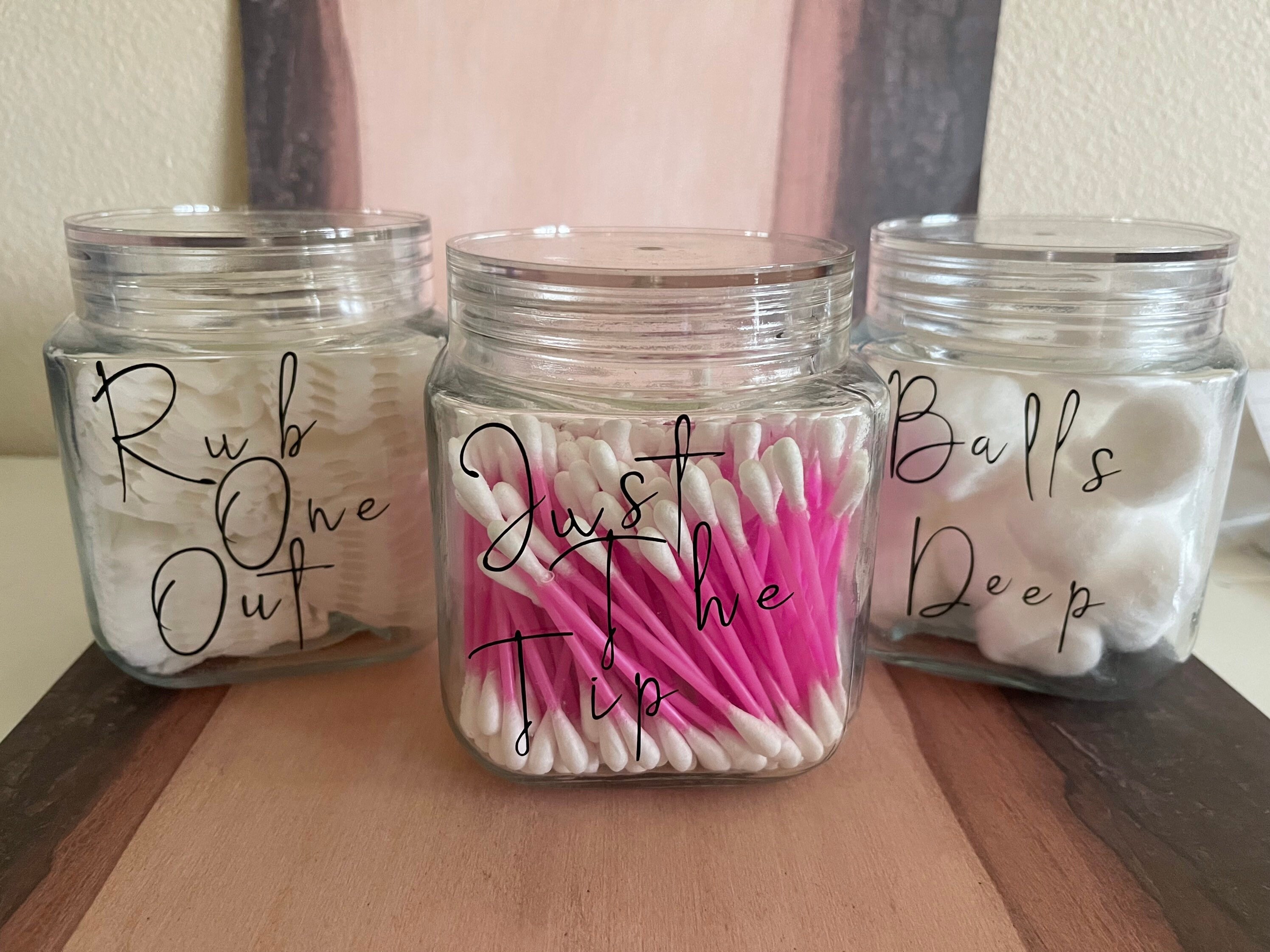 Frascos de baño divertidos con bolas de algodón toallitas | Etsy