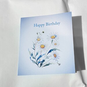 Gepersonaliseerde verjaardagskaart voor april, geboortemaandkaart, madeliefje, botanische kaart, aquarel, illustratie