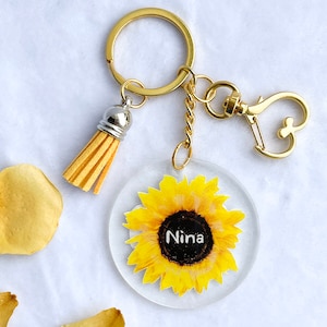 Personalised sunflower Keyring,teacher gift,friendship gift，personalised gift