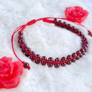 Garnet Bracelet, January Birthstone, Birthstone Bracelet, Garnet Beads, Gift for her, Gift for Women