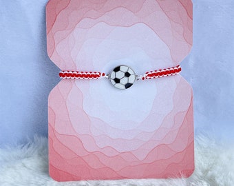 Adjustable Soccer Charm Bracelet - Red and White, England colour, gift for Soccer Fans