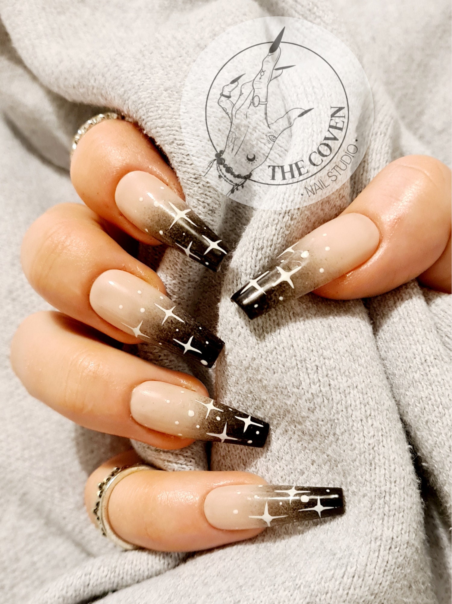 GALAXY'S EDGE Press on Nails Black Nude White Ombre - Etsy Ireland Galaxy'S Edge Press On Nails Black Nude White Ombre - Etsy Ireland