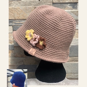 Crochet flower bucket hat/ summer hat/ sun hat PDF pattern - UK & USA terms