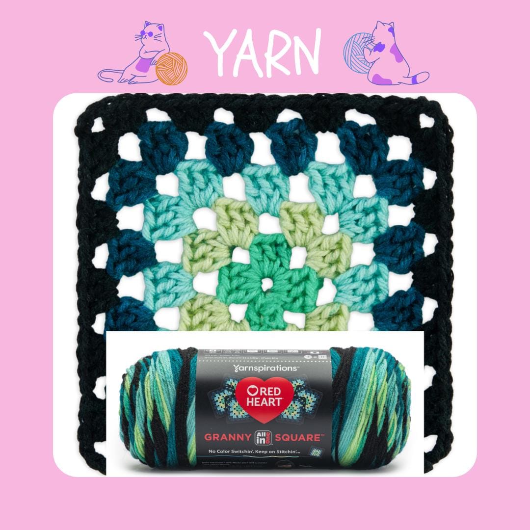 Crochet Wool Aldi Aran Yarn Red Heart All-in-one Granny Square
