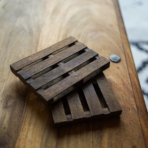 Wooden Mini Pallet Coaster - Handmade Wood Drinks Coaster, Quirky Gift, Modern Chic Style Gift, Beer Pub Bar Coasters, Soap Dish