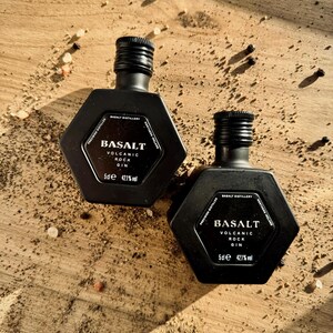 Novelty Mini Basalt Hexagon Gin Salt and Pepper Shakers Gift Set, Limited Bottle, Upcycle Repurpose Bottles, Gin Rare Bottle, Volcanic Rock