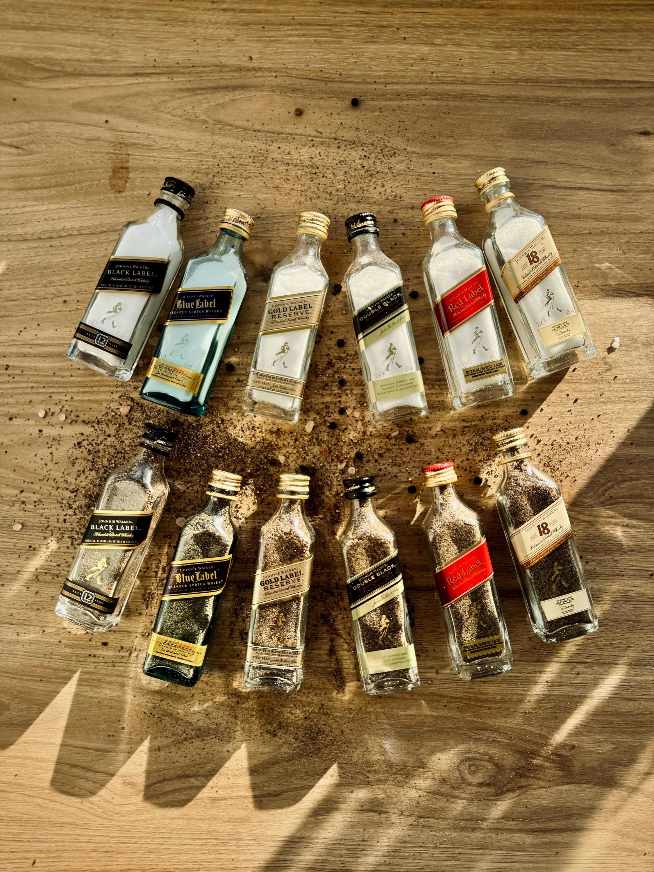 Johnnie Walker Salt & Pepper Shakers - Upcycled Mini Whisky