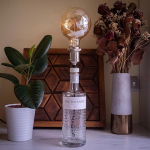 The Botanist Islay Dry Gin Light 1L  - Collectable, with Raised Letters in Latin Forged Island Botanicals, Upcycled Table Lighting