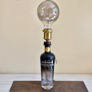 Mermaid Spiced Rum Bottle Light - Upcycled Lamp, Quirky Cool Gift Decor, Limited Edition