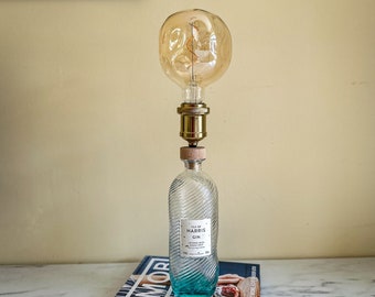 ISLE of HARRIS GIN Bottle Desk Table Lamp - Cool Lamp Night, Gold or Silver Quirky Gift