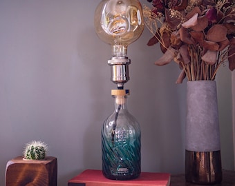 Quirky Twisted Nose Empty Bottle Light Lamp - Sustainable Lights, Recycled Eco Friendly Gift, U.K. Main Plug, Gin Gift, Gin Light
