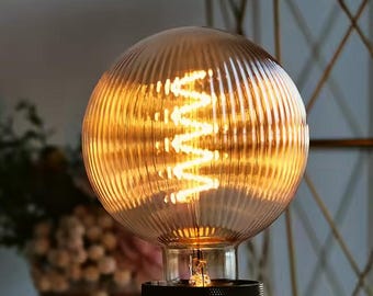 Ripple E27 Edison Bulb Large XL, Retro Light, Quirky Light, Vintage Golden Screw, Giant Bulb, Dented, Pinecone, Golf Ball, Hexagonal