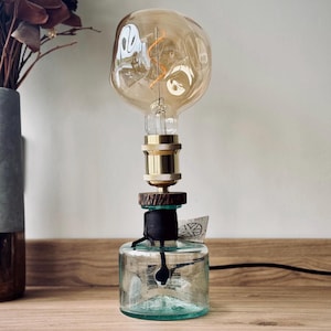Premium Procera Blue Dot Gin Bottle Light, Unique Bedside Lamp, Upcycled Gin Bottle Night Light, Quirky Decor, Unusual Gift