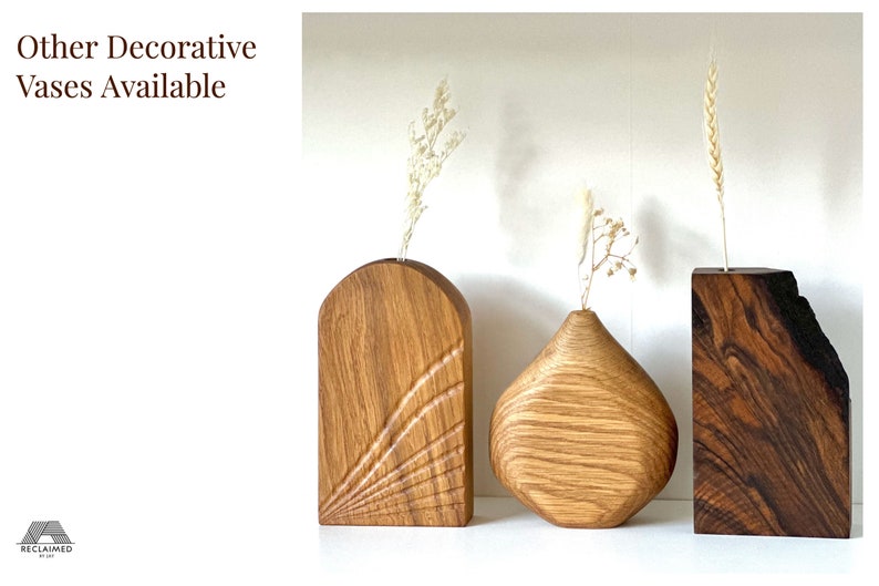 Light Oak Carved Vase Aesthetic Handcarved, Perfect for Dried Flowers