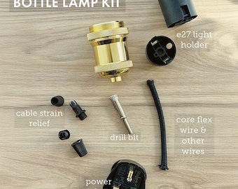DIY Bottle Lamp Kit, E27 Lamp Holder, Edison Lamp, Diamond Drill Bit, Lamp Parts, Core Flex, Re-purpose Bottles, Free Instructions PDF