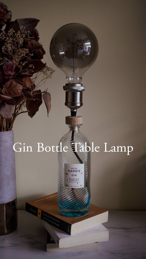 Bombay Sapphire Bottle Light, Unique Bedside Lamp, Upcycled Gin