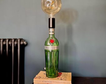 Tanqueray Ten Green Gin Bottle Light - Gin Bottle Lighting, Upcycled Lamp, Wedding Table Centrepiece, Recycled Novelty Light, Cool Gift