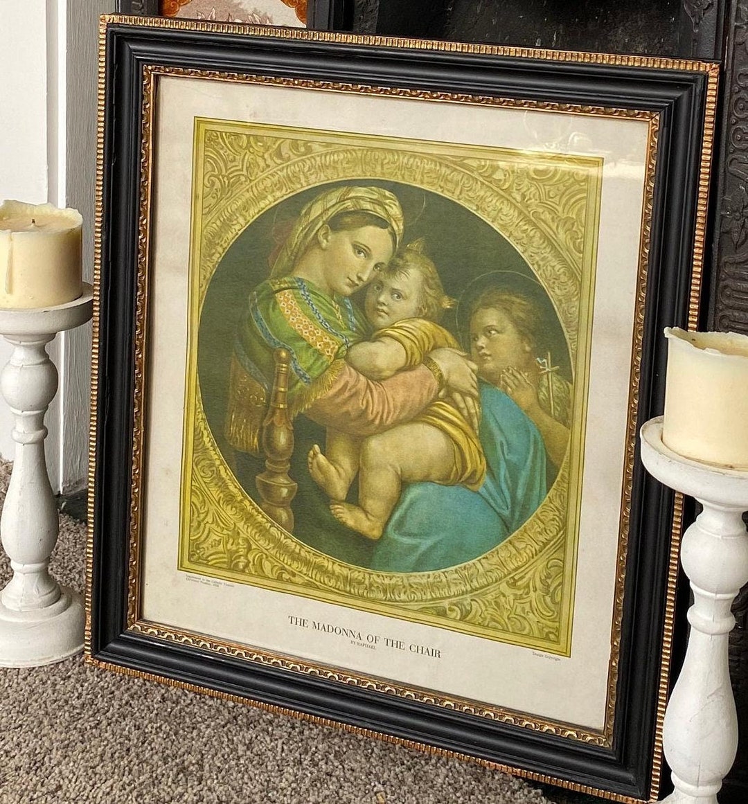 Vintage Antique 1930s the Madonna of the Chair by Raphael Framed Print ...
