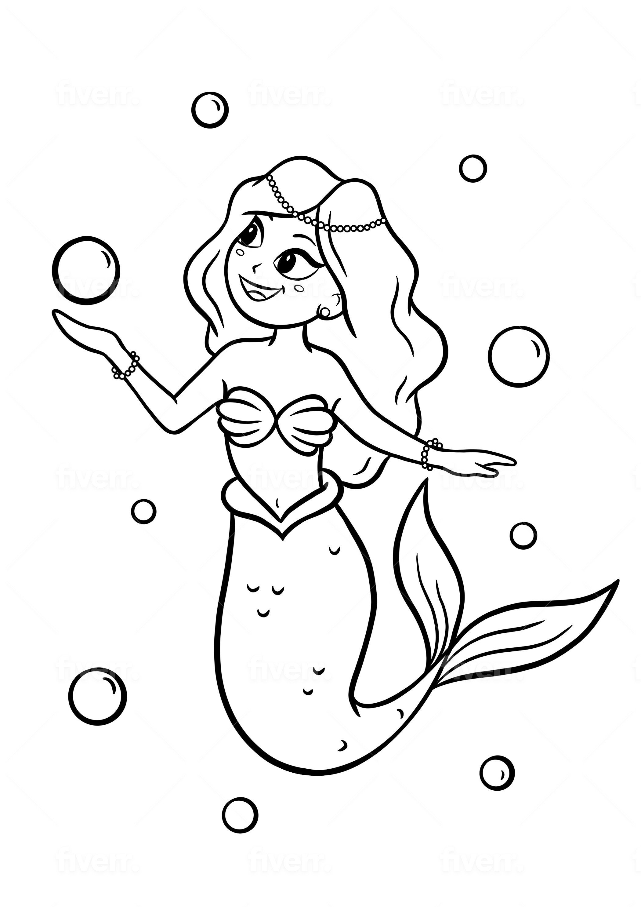 Page de coloriage de sirène docéan  Etsy