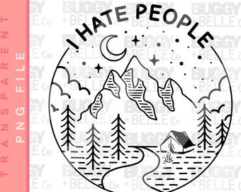 I Hate People PNG File, Screen Print Transfer File