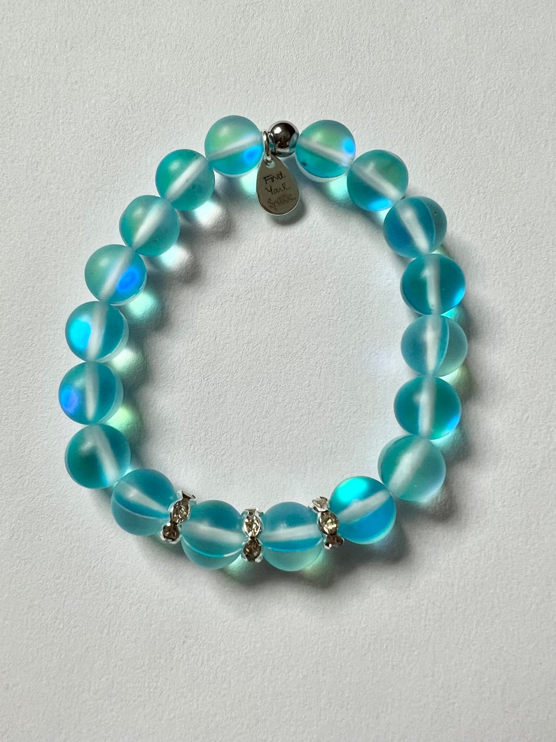 Chunky Mermaid Glass Stretch Bracelets, Silver Accents - Etsy