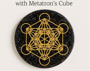 Metatron Obsidian Orgonite Tray – Stone recharging, energy purification, sacred geometry, lithotherapy, meditation